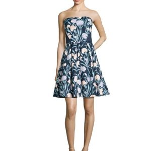 French Connection Navy Floral Strapless Dress